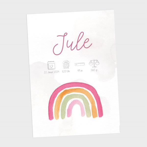 Geburtsposter "Regenbogen Pink" | Geburtstafel | Geburtsdaten | Geburtsbild | Geburt Geschenk